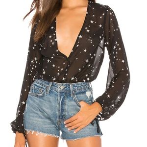 Super down | Celestial Sheer Star Print Bodysuit